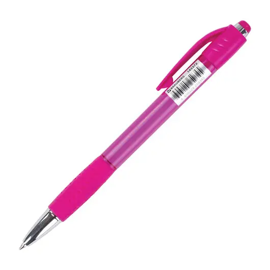 Ручка шариковая автоматическая BRAUBERG SUPER, СИНЯЯ, корпус розовый, узел 0,7 мм, линия письма 0,35 мм., 143372, фото 2