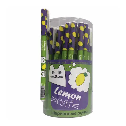 Ручка шариковая CENTRUM &quot;Happy Cat. Lemon&quot;, СИНЯЯ, корпус с печатью, узел 0,7мм, 83993, фото 2