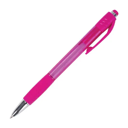 Ручка шариковая автоматическая BRAUBERG SUPER, СИНЯЯ, корпус розовый, узел 0,7 мм, линия письма 0,35 мм., 143372, фото 1