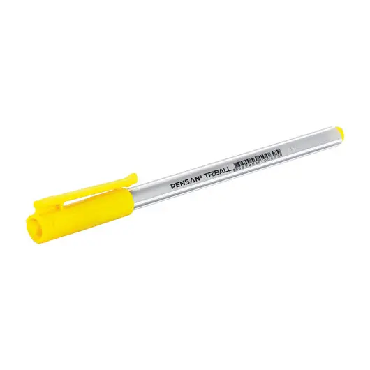 Ручка шариковая масляная PENSAN Triball, ЖЕЛТАЯ, трехгранная, узел 1мм, линия 0,5мм, 1003/12, фото 2