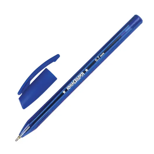 Ручка шариковая масляная ЮНЛАНДИЯ &quot;Трио&quot;, СИНЯЯ, трехгранная, корпус синий, узел 0,7мм, 143351, OBP386, фото 1