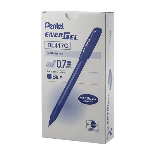 Ручка гелевая PENTEL &quot;Energel&quot;, СИНЯЯ, корпус черный, узел 0,7 мм, линия письма 0,35 мм, BL417-C, фото 5