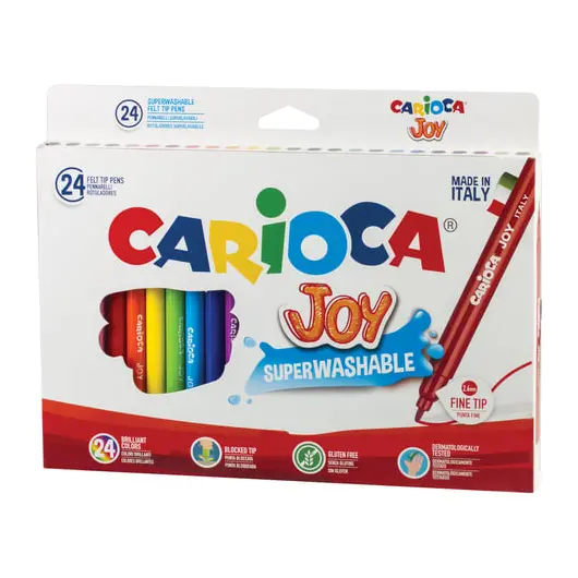Фломастеры CARIOCA &quot;Joy&quot;, 24 цвета, суперсмываемые, вентилируемый колпачок, картонная коробка, 40615, фото 1