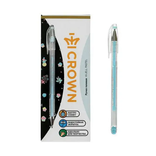 Ручка гелевая CROWN &quot;Hi-Jell Pastel&quot;, ГОЛУБАЯ ПАСТЕЛЬ, узел 0,8мм, линия 0,5мм, HJR-500P, ш/к 05993, фото 5