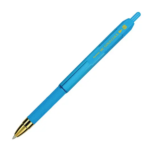 Ручка шариковая масляная автоматическая MUNHWA MC Gold Click, СИНЯЯ, корпус ассорти, 0,7мм, GCC07-02, фото 3