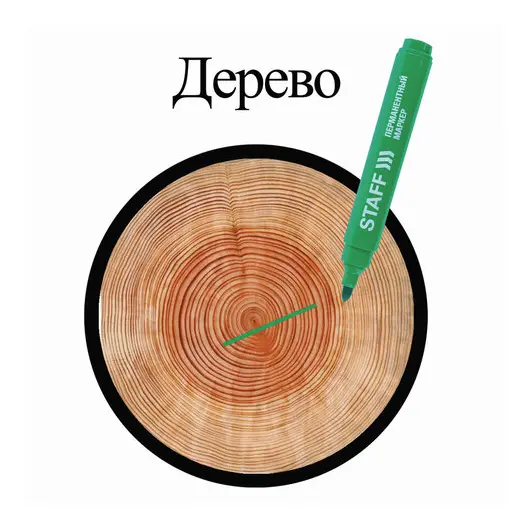 Маркер перманентный (нестираемый) STAFF, ЗЕЛЕНЫЙ, круглый наконечник, 2,5 мм, 150735, фото 9