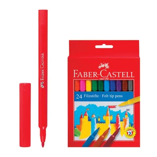 Фломастеры FABER-CASTELL, 24 цвета, смываемые, картонная упаковка, европодвес, 554224, фото 1