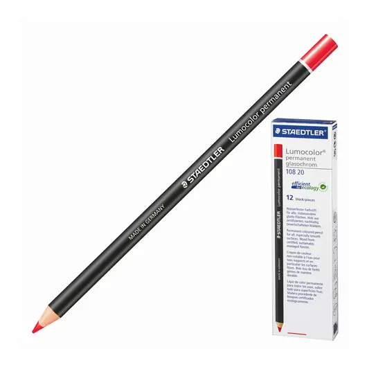 Маркер-карандаш сухой перманентный для любой поверхности STAEDTLER, КРАСНЫЙ, 4,5 мм, 108 20-2, фото 1
