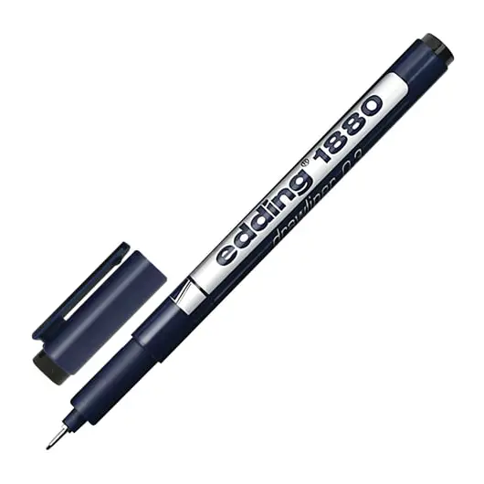 Ручка капиллярная EDDING DRAWLINER 1880, ЧЕРНАЯ, толщина письма 0,3 мм, водная основа, E-1880-0.3/1, фото 1
