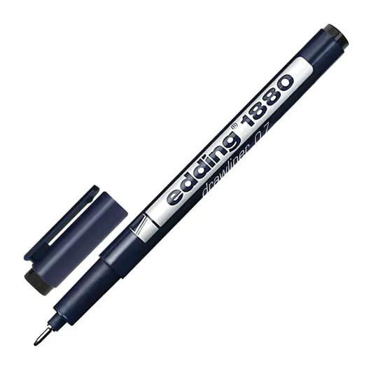 Ручка капиллярная EDDING DRAWLINER 1880, ЧЕРНАЯ, толщина письма 0,7 мм, водная основа, E-1880-0.7/1, фото 1