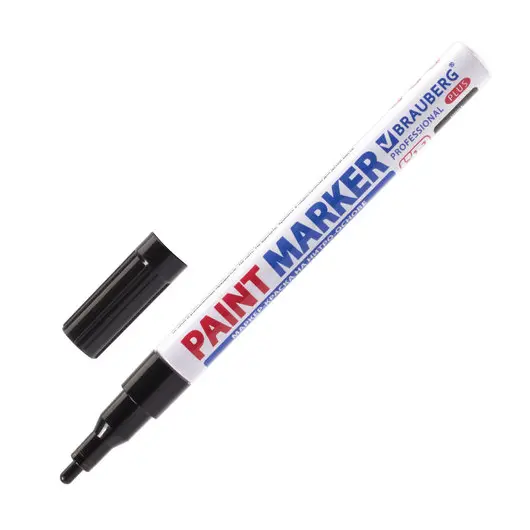 Маркер-краска лаковый (paint marker) 2 мм, ЧЕРНЫЙ, НИТРО-ОСНОВА, алюминиевый корпус, BRAUBERG PROFESSIONAL PLUS, 151439, фото 1