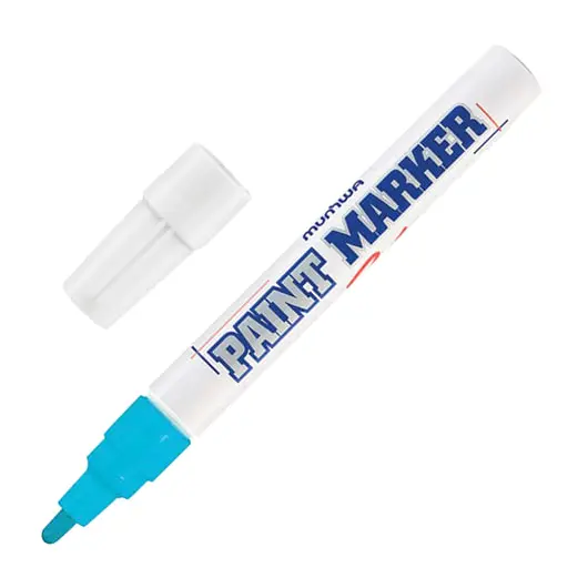 Маркер-краска лаковый (paint marker) MUNHWA, 4 мм, ГОЛУБОЙ, нитро-основа, алюминиевый корпус, PM-12, фото 1