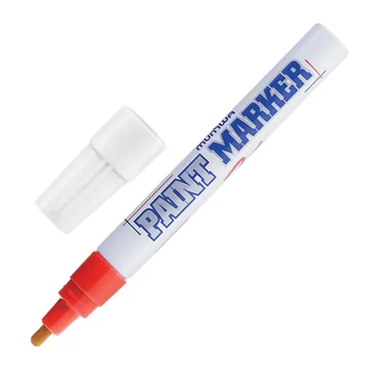 Маркер-краска лаковый (paint marker) MUNHWA, 4 мм, КРАСНЫЙ, нитро-основа, алюминиевый корпус, PM-03, фото 1