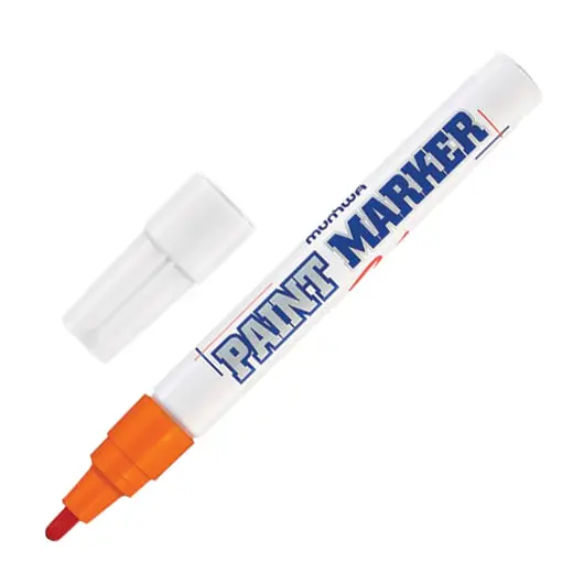 Маркер-краска лаковый (paint marker) MUNHWA, 4 мм, ОРАНЖЕВЫЙ, нитро-основа, алюминиевый корпус, PM-11, фото 1