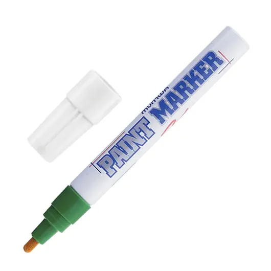 Маркер-краска лаковый (paint marker) MUNHWA, 4 мм, ЗЕЛЕНЫЙ, нитро-основа, алюминиевый корпус, PM-04, фото 1