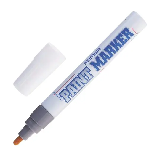Маркер-краска лаковый (paint marker) MUNHWA, 4 мм, СЕРЕБРЯНЫЙ, нитро-основа, алюминиевый корпус, PM-06, фото 1