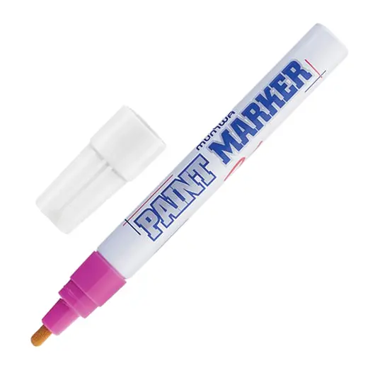 Маркер-краска лаковый (paint marker) MUNHWA, 4 мм, РОЗОВЫЙ, нитро-основа, алюминиевый корпус, PM-10, фото 1