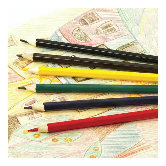 Карандаши цветные ПИФАГОР, 6 цветов, классические, заточенные, картонная упаковка, 180295, фото 10