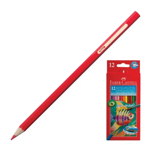 Карандаши цветные акварельные FABER-CASTELL &quot;Colour Pencils&quot;, 12 цветов + кисть, 114413, фото 2