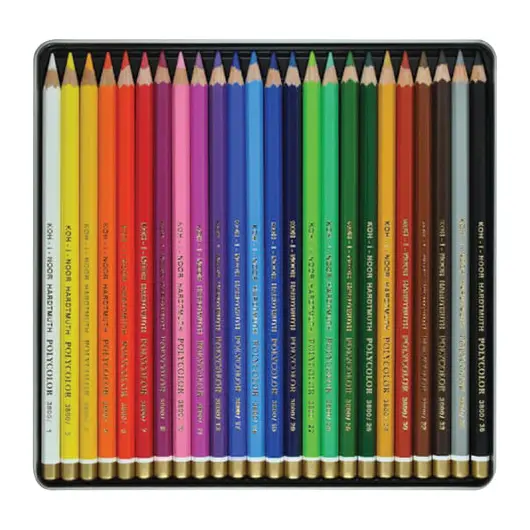 Карандаши цветные художественные KOH-I-NOOR &quot;Polycolor&quot;, 24 цвета, 3,8 мм, металлическая коробка, 3824024002PL, фото 4
