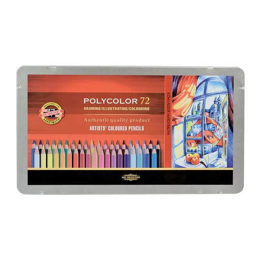 Карандаши цветные художественные KOH-I-NOOR &quot;Polycolor&quot;, 72 цвета, 3,8 мм, металлическая коробка, 3827072001PL, фото 2