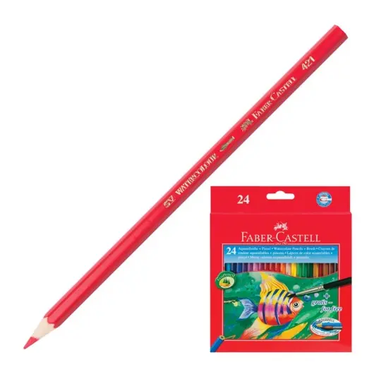 Карандаши цветные акварельные FABER-CASTELL &quot;Colour Pencils&quot;, 24 цвета + кисть, 114425, фото 3
