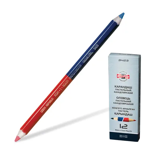 Карандаш двухцветный утолщённый KOH-I-NOOR, 1 шт., красно-синий, грифель 3,8 мм, картонная упаковка, 34230EG006KS, фото 1
