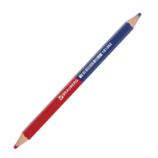 Карандаш двухцветный, красно-синий, утолщённый, BRAUBERG, заточенный, грифель 4,0 мм, 181262, фото 1