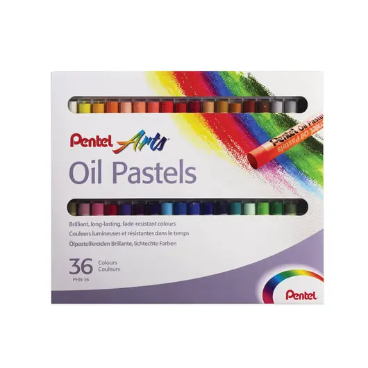 Пастель масляная художественная PENTEL &quot;Oil Pastels&quot;, 36 цветов, круглое сечение, картонная упаковка, PHN4-36, фото 1