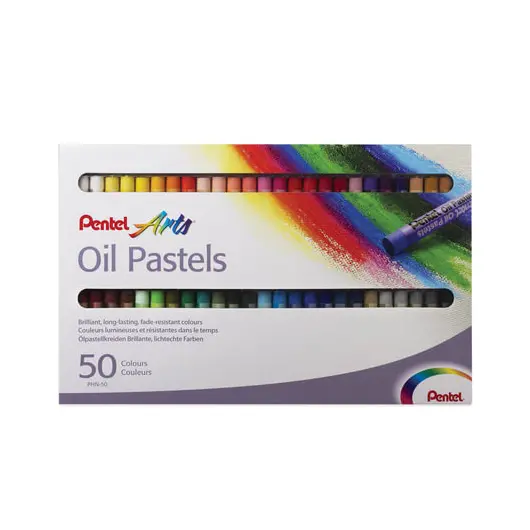 Пастель масляная художественная PENTEL &quot;Oil Pastels&quot;, 50 цветов, круглое сечение, картонная упаковка, PHN4-50, фото 1