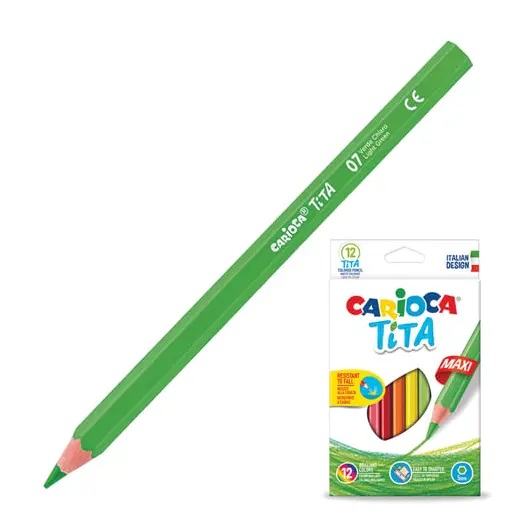 Карандаши цветные утолщенные CARIOCA &quot;Tita Maxi&quot;, 12 цветов, пластиковые, шестигранные, 5 мм, 42789, фото 3