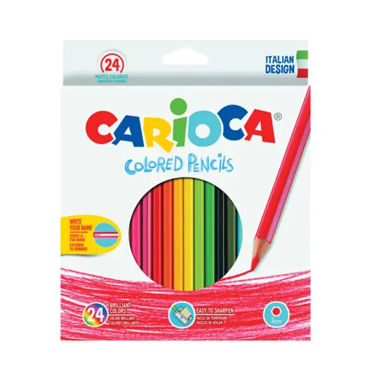 Карандаши цветные CARIOCA (Италия), 24 цвета, грифель 3 мм, шестигранные, заточенные, европодвес, 40381, фото 1