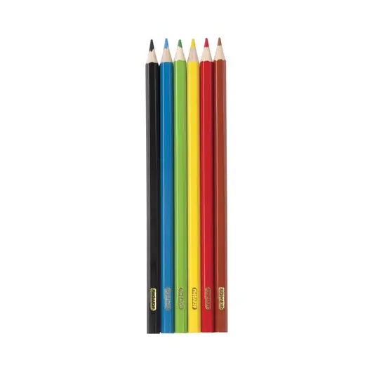 Карандаши цветные ПИФАГОР &quot;ЖИРАФ&quot;, 6 цветов, пластиковые, классические заточенные, 181249, фото 3
