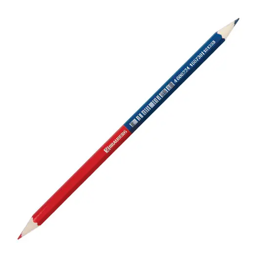 Карандаш двухцветный красно-синий, BRAUBERG, заточенный, грифель 2,9 мм, 181253, фото 1