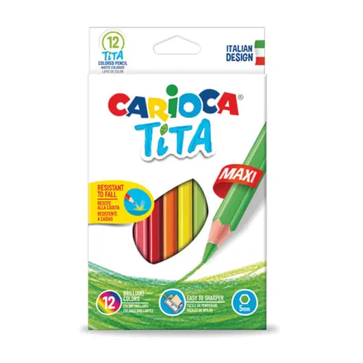 Карандаши цветные утолщенные CARIOCA &quot;Tita Maxi&quot;, 12 цветов, пластиковые, шестигранные, 5 мм, 42789, фото 1