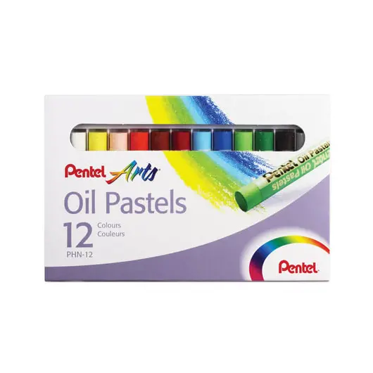 Пастель масляная художественная PENTEL &quot;Oil Pastels&quot;, 12 цветов, круглое сечение, картонная упаковка, PHN4-12, фото 1