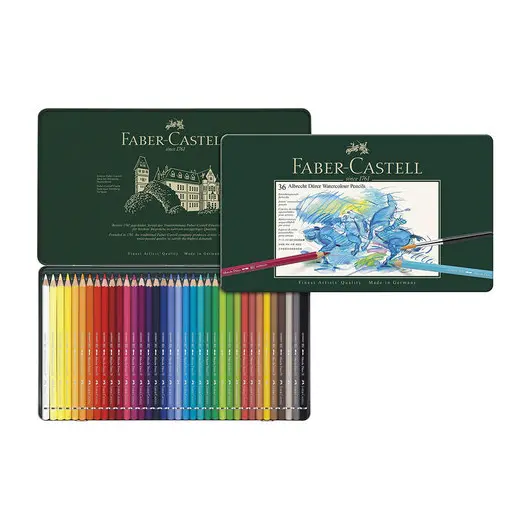 Карандаши цветные акварельные художественные FABER-CASTELL &quot;Albrecht Durer&quot;, 36 цветов, металлическая коробка, 117536, фото 6
