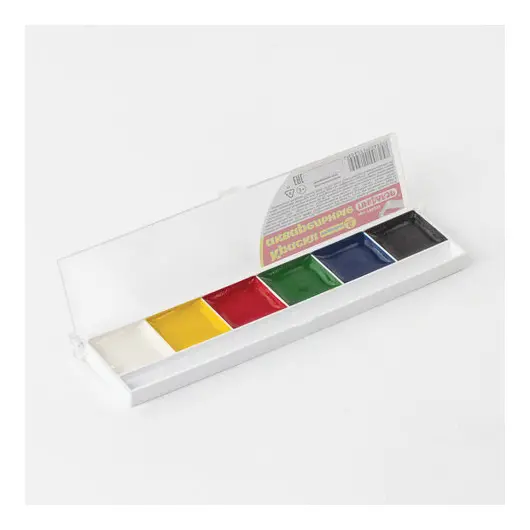 Краски акварельные ПИФАГОР, 6 цветов, медовые, без кисти, пластиковая коробка, 190293, фото 3