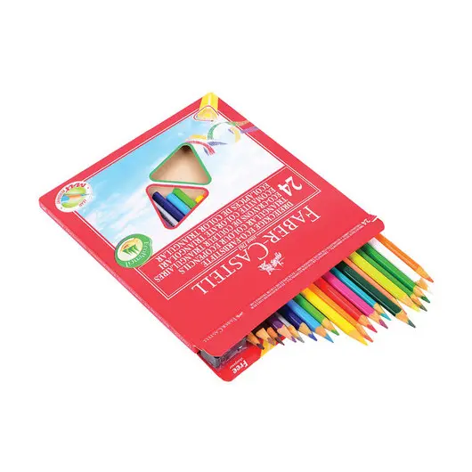 Карандаши цветные FABER-CASTELL, 24 цвета, трехгранные, с точилкой, упаковка с подвесом, 120524, фото 6