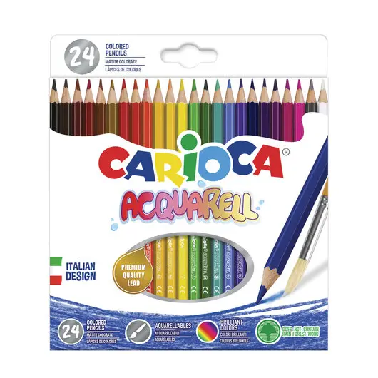 Карандаши цветные акварельные CARIOCA &quot;Acquarell&quot;, 24 цвета, шестигранные, заточенные, 42858, фото 1