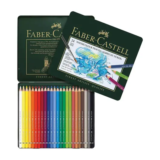 Карандаши цветные акварельные художественные FABER-CASTELL &quot;Albrecht Durer&quot;, 24 цвета, металлическая коробка, 117524, фото 1