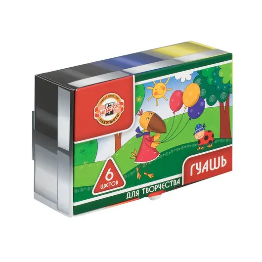 Гуашь KOH-I-NOOR, 6 цветов по 25 мл, без кисти, картонная упаковка, FG-KIN-206, фото 1