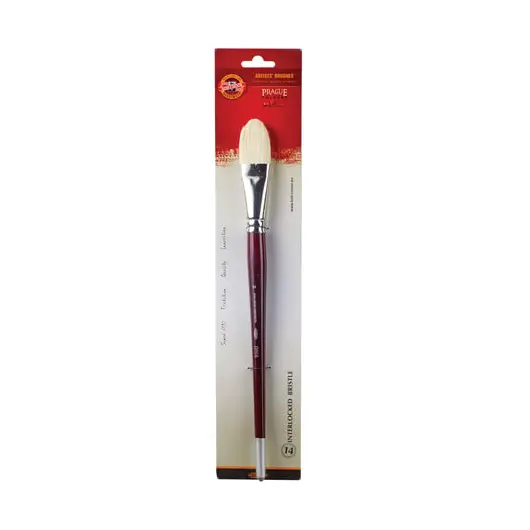 Кисть художественная KOH-I-NOOR щетина, плоская, №14, длинная ручка, блистер, 9936014013BL, фото 2