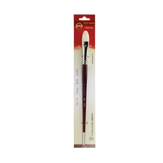 Кисть художественная KOH-I-NOOR щетина, плоская, овальная, №10, длинная ручка, блистер, 9936010013BL, фото 2