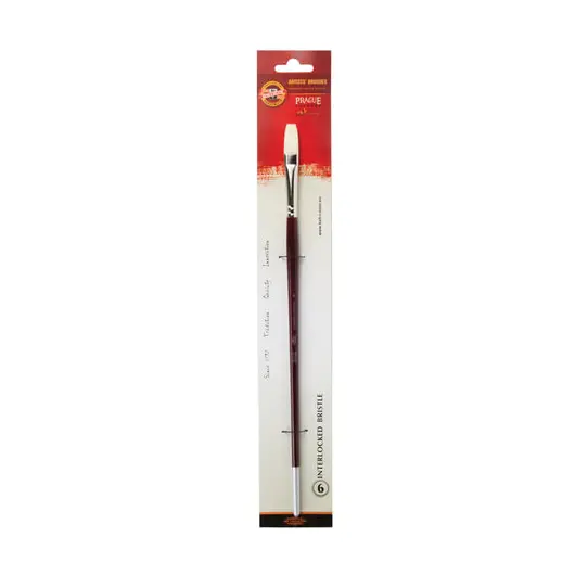 Кисть художественная KOH-I-NOOR щетина, плоская, №6, длинная ручка, блистер, 9936006014BL, фото 2