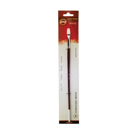 Кисть художественная KOH-I-NOOR щетина, плоская, №4, длинная ручка, блистер, 9936004014BL, фото 2