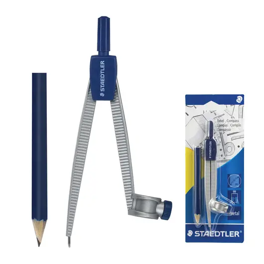 Циркуль STAEDTLER, 124 мм, металлический, карандаш в комплекте, блистер, 550 55 BK, фото 1