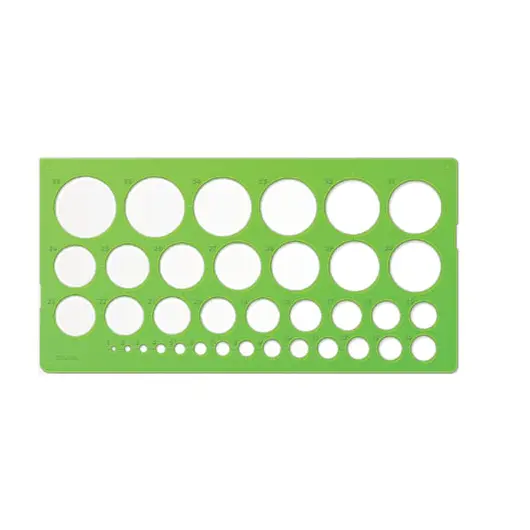 Трафарет СТАММ окружностей, 36 элементов диаметром от 1 до 36 мм, зеленого цвета, ТТ21, фото 1