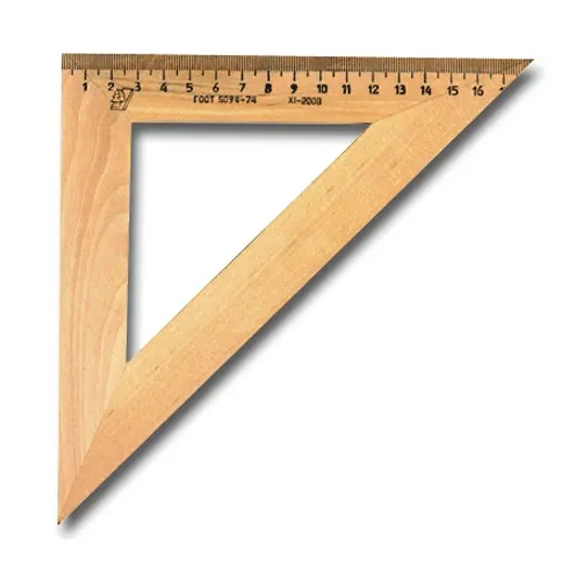 Треугольник деревянный, угол 45, 18 см, УЧД, С15, фото 1