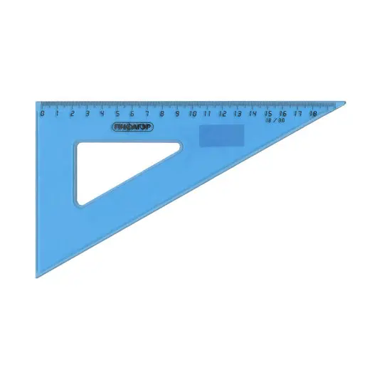 Треугольник пластиковый 30х18 см, ПИФАГОР, тонированный, голубой, 210618, фото 1